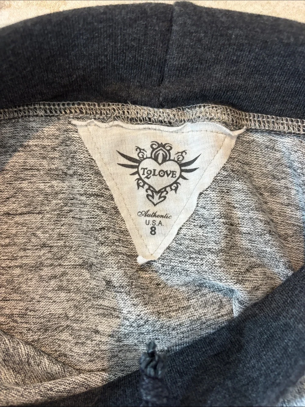 T2 Love Gray Knit Skirt with Black Lightning Motif